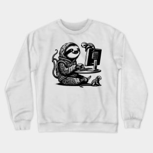 Punk Rock Oddcore Goth Sloths on Computer Vintage Style Crewneck Sweatshirt